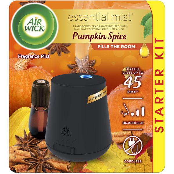 Air Wick Essential Mist Starter Kit (Diffuser + Refill), Pumpkin Spice, Fall scent, Fall spray, Essential Oils Diffuser, Air Freshener