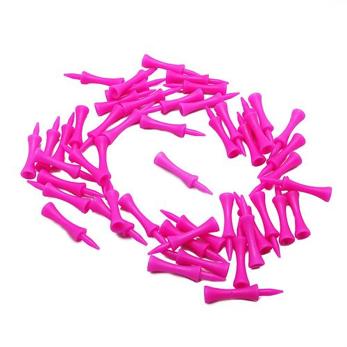Super Saver Pack of 100 x 60mm Pink Plastic Castle Golf Tees. (Tee up Height 40mm)
