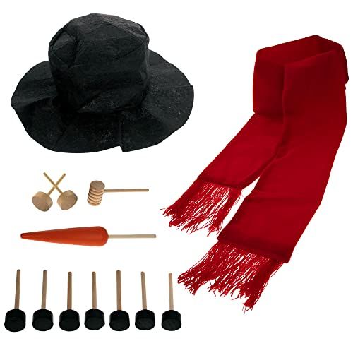 BestPysanky Snowman Decorating 13 Pieces Kit – Classic Winter Accessory Set with Hat, Scarf & Wooden Features