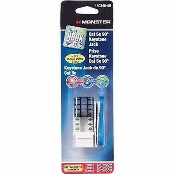 Monster Cable Keystone Jack Category 5e 8 Position, 8 Conductor White 1 / Pack