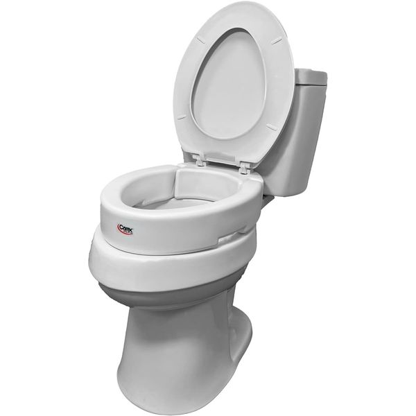 Elongated Hinged Raised Toilet Seat, Adds 3.5 Inches of Height to Toilet, 300 Po