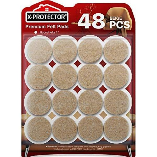 Felt Furniture Pads  - 48 Premium Felt Pads Floor Protector - Chair Felts Beige