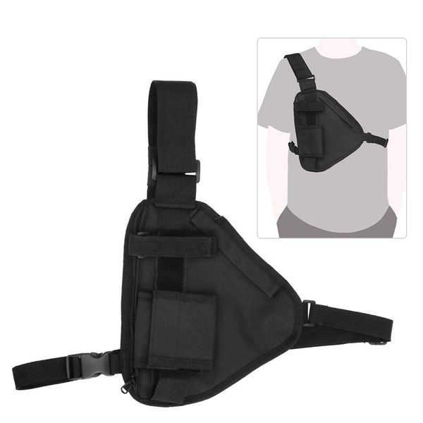 Radio Holster, Walkie Talkie Holster Universal Hands-Free Front Pack Pouch Radio Holster with Nylon Strap for Two Way Radio Walkie Talkie