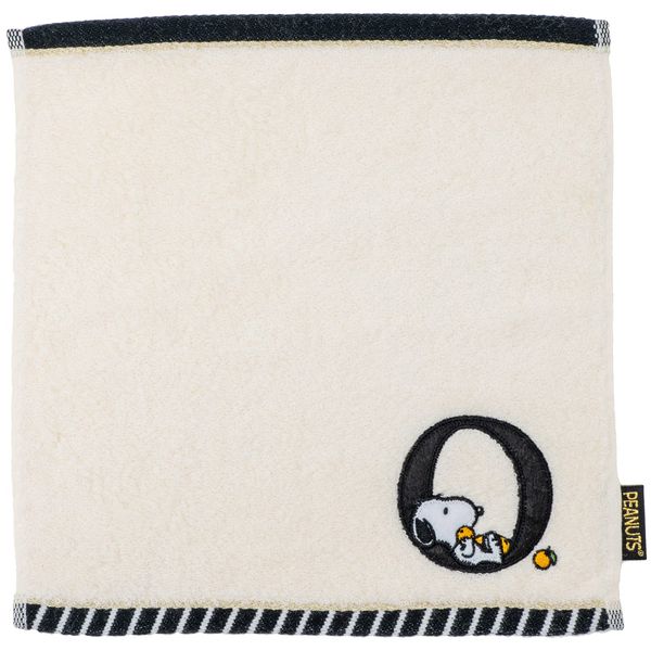 Tsujisel Snoopy Mini Towel 25cm Initial O Embroidered White