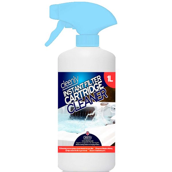 Cleenly Instant Filter Cartridge Cleaner - Deeply Cleans to Remove Germs, Dirt, Oils and More in Just 10-30 Minutes - Suitable for all Hot Tubs, Spas and Pools (1 Litre)