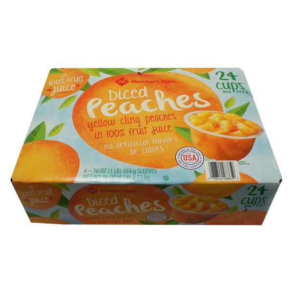 Member's Mark Diced Peaches in 100% Fruit Juice (4 Ounce, 24 Pack)