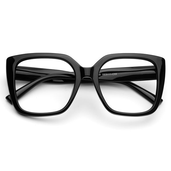 DOOViC Blue Light Blocking Reading Glasses Large Black Frame 2.25 Womens Black Square Readers