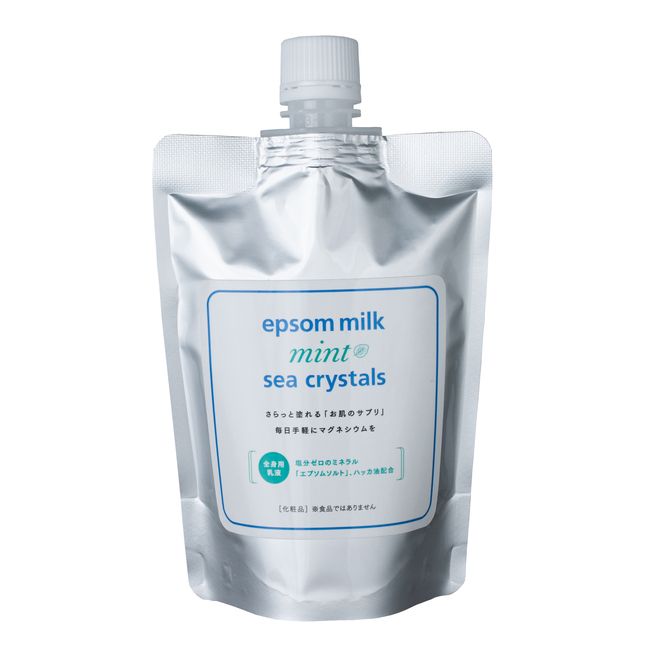 <br>sea crystals epsom mint<br> Whole body emulsion (mint scent) Refreshing with mint!<br> Contains Epsom salt<br> Magnesium cream containing 10% magnesium sulfate