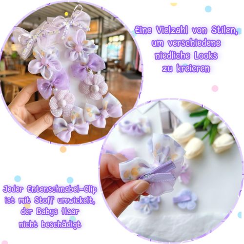 Ypkia Set di 10 fermagli per capelli da ragazza, con fiocco, multicolore e graziosi fermagli per capelli (viola)