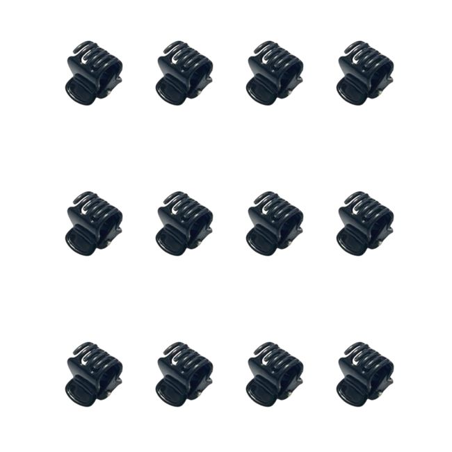 12 Mini Hair Claw Clips Clamps Small Plastic Hair Clips Pins Grips Womens Girls Hair Accessories size 1CM (Black)