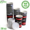 20oz Design Coffee Cups and White Flat Lids Hot Cold Drinks Disposable 150pcs