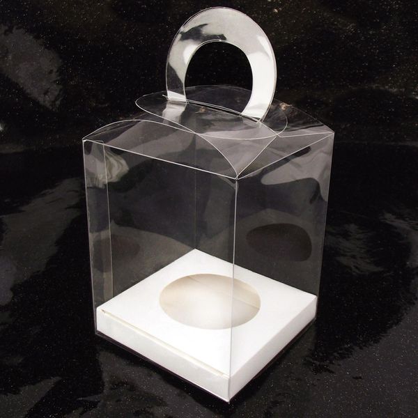 10x Extra Large Clear PVC Single Muffin Cupcake Box Display