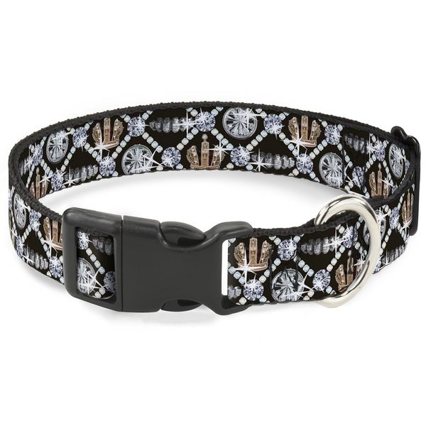 Buckle-Down Plastic Clip Collar - Bling - 1/2" Wide - Fits 8-12" Neck - Medium