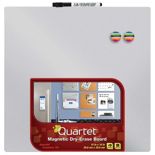 Quartet Magnetic Whiteboard Tile, 14" x 14" Dry Erase Board, White Board, Frameless, White Surface (85402-WT)