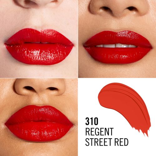 Rimmel Lasting Finish Lipstick 310 Regent Street Red, Creamy Satin Finish, Long Lasting 8 HR Wear, Comfortable Formula, Rich Pigment