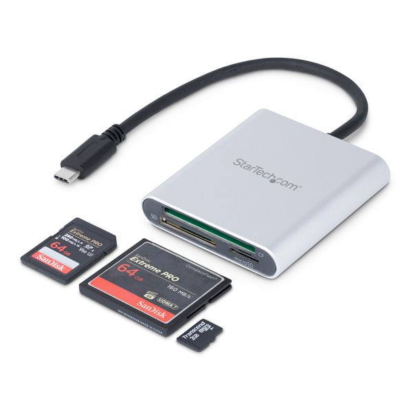 StarTech.com USB 3.0 Flash Memory Multi-Card Reader / Writer with USB-C - SD, microSD, CompactFlash card reader