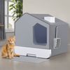 Anti-Splash Closed Cat Litter Box with Litter Scoop Front  Exit Door Ventilate