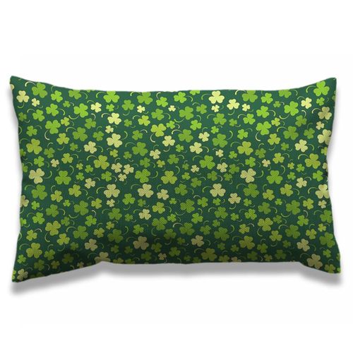 AOYEGO St Patrick's Day Leaf Rectangle Throw Pillow Covers Shamrock Luck Pillow Cases Home Decorative Cotton Linen Cushion Cover for Bedroom Living Room 12x20 Inch