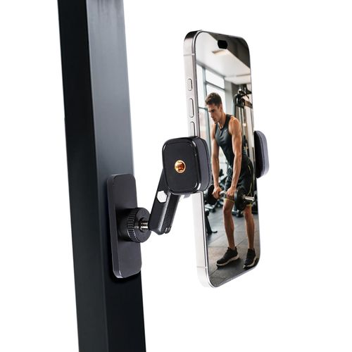 Leenconghui Gym Magnetic Phone Holder ，360 Degree Adjustable Fitness Phone Stand for Smartphones 4.7 to 7 Inches ，Super Magnetic Base Perfect for Workouts and Home Use