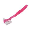 Denture Brush, Denture Toothbrush False Teeth Brush, False Teeth Brush, Dirt Removal, Plaque Removal Ergonomic Double Sided Soft Hair Safe Portable Professional (Pink)
