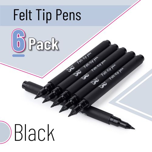 Mr. Pen- Pens, Felt Tip Pens, Black Pens, Pack of 6, Fast Dry, No Smear, Fine Point Pens Black, Black Felt Tip Pens, Bible Journaling Pens, Felt Pens, Planner Markers, Pens for Journaling