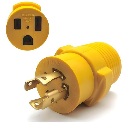 AMAKE NEMA L14-30P to 6-50R Generator Welder Adapter,30 Amps to 50 Amps Twist-Lock Generator 4-Pin Male Plug to 3-Pin 240V Welder Socket,Used for Dryer Ev Charger Power Cord Connector