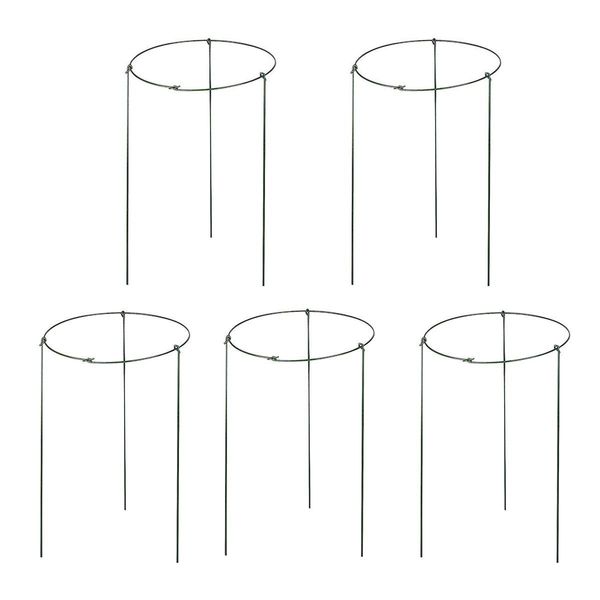 Hanobo 5 Pack Garden Plant Support Rings for Potted Plant, 7.8" Wide x 11" High, 3 Legs