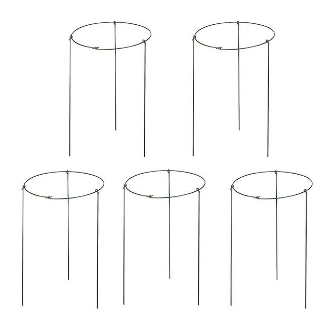Hanobo 5 Pack Garden Plant Support Rings for Potted Plant, 7.8" Wide x 11" High, 3 Legs