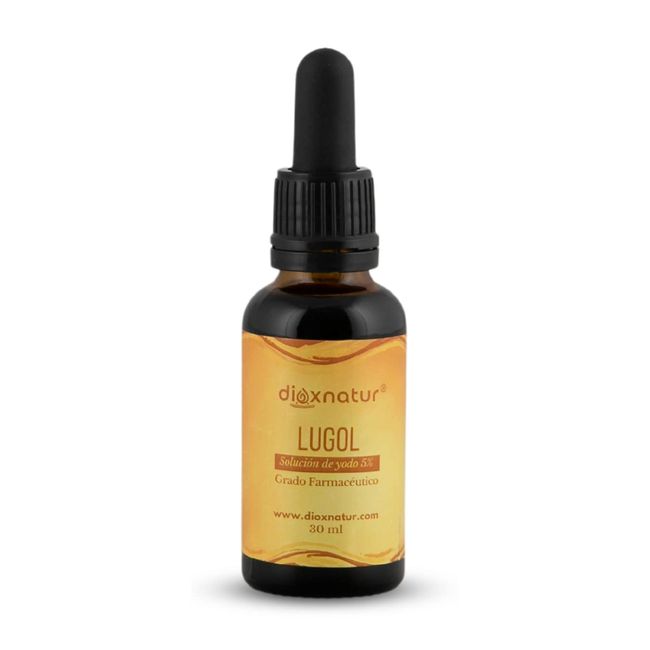 DIOXNATUR® Lugol çözümü %5 farmasötik kalite (Ph. Eur.) 30 ml. Orijinal formüle göre iyot ve potasyum iyodür damlaları Entegre pipet dahil.