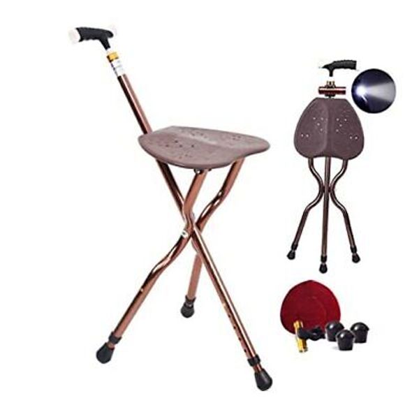 Best Cane Stool Walking Seats Retractable Lightweight Walking Stick with LED