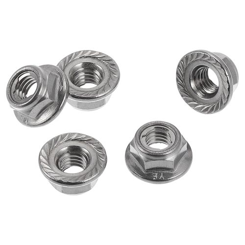 HOPESPANNER 5 Pcs M6*1.0 Car Flange Nuts 304 Stainless Steel,Metal Rubber Ring Girded Hex Lock Flange Nuts Non-Slip Lock Flange Rubber Ring for Car Motorcycle