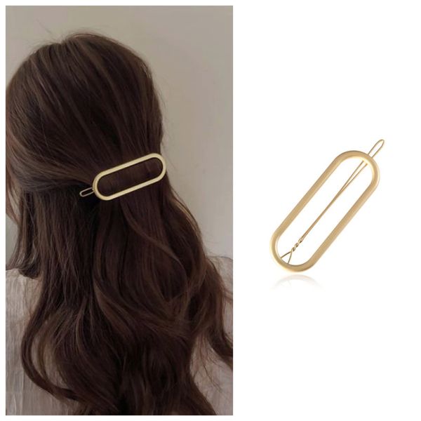 Dervivea Minimalistische Ovale Haarklammer Haarnadel Gold Ovaler Kreis Haarklammern Metall Geometrische Haarnadel Spange Französischer Pferdeschwanz Halter Haarspangen Dekorative Haarschmuck