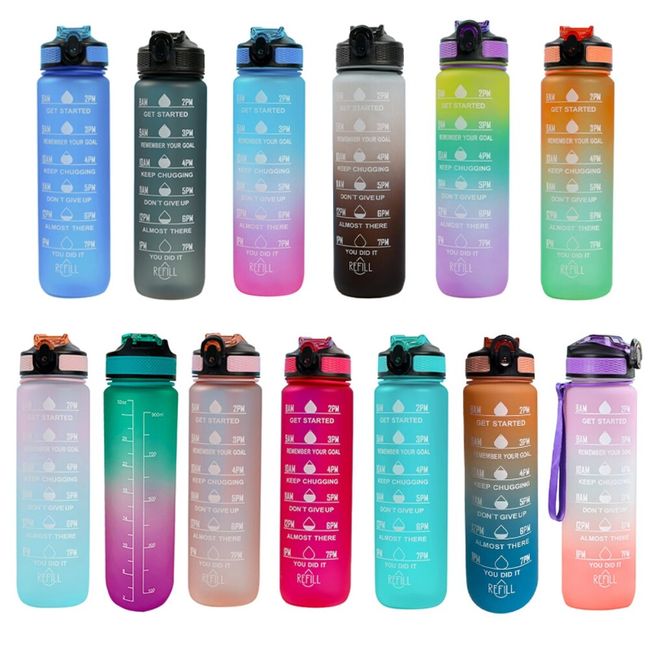 Water Bottle Motivational Drinking Bottle Sports Water Bottle With Time  Marker Portable Reusable Plastic Cups Outdoor Travel Gym