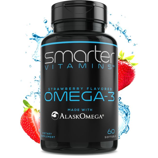 SMARTERVITAMINS - Strawberry OMEGA-3 FISH OIL, AlaskOmega®, NO Fishy Burps.