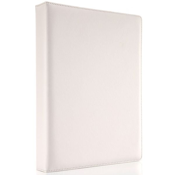 KINGFOM A4 Faux Leather Padfolio Ring Binder Business File Folder Document Holder with Card Holder (3 Ring Binder White)