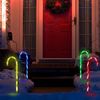Solar Candy Cane Pathway Lights Outdoor Christmas Decor Stake Lamp 8 Light Modes