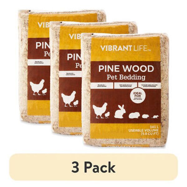 3 Pack 141 L Pine Wood Pets Bedding Naturally Odor Moisture Absorbent Pet-safe