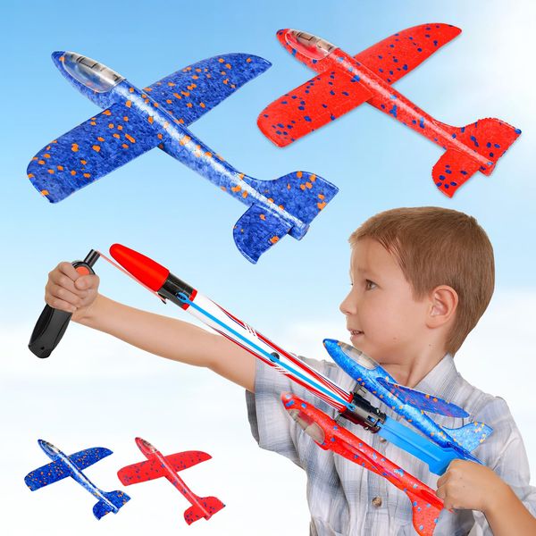 Rocket Launcher Toys Airplane Rocket Launcher for Kids, Foam Glider Slingshots Catapult Plane Toy for Boys & Girls, Outdoor Flying Toys Birthday Gifts for Boys Girls 4 5 6 7 8 9 10 11 12 Year Old