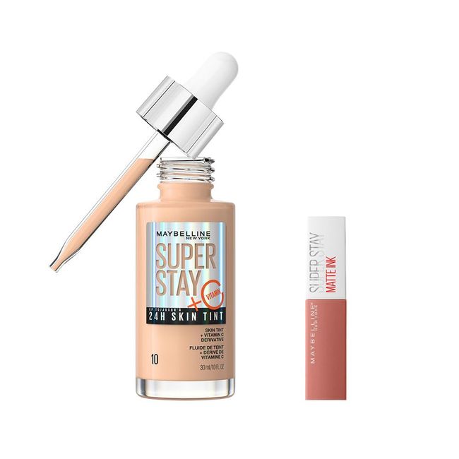 Maybelline New York Super Stay Skin Tint Fondöten 10 & Mini Super Stay Matte Ink Likit Mat Ruj 65 Seductress Makyaj Seti