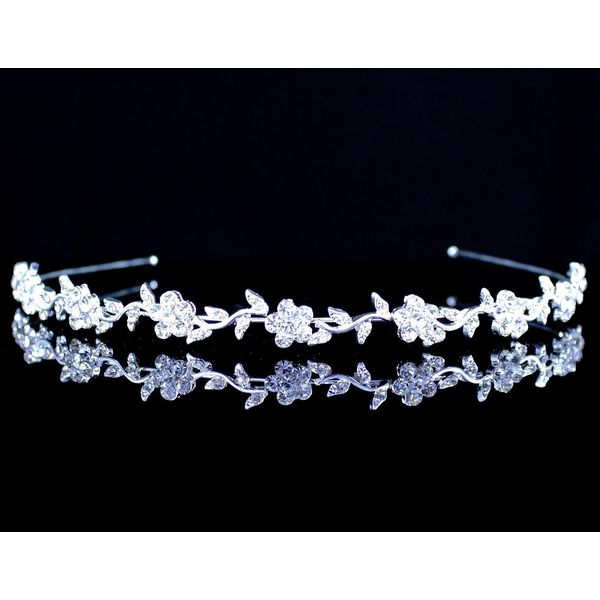 Floral Clear Austrian Rhinestone Tiara Headband Bridal Veil Prom Wed Party T819