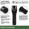 Tactical Flashlight 5 Modes LED 18650 Zoom Light Best Gift for Men - 2 PACK