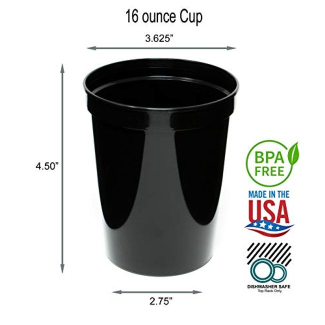 24-Pack 16-Ounce Green Plastic Stadium Cups, Bulk Reusable