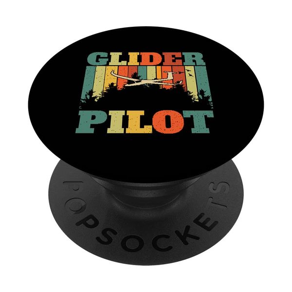 Glider Pilot Retro Plane Glider Airplane Sailplane Gliding PopSockets Swappable PopGrip