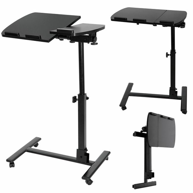 Adjustable Angle Height Rolling Laptop Table/ Black