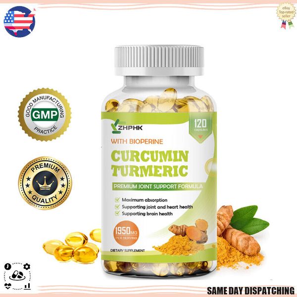 Organic Turmeric Curcumin With Black Pepper 1950mg High Potency Capsules 120ct