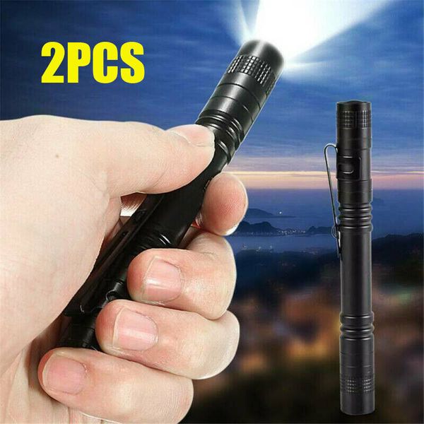 2x 900000LM Tactical Flashlight Small LED Torch Light Mini Super Bright Penlight