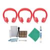 Hamilton Buhl Flex-Phones Foam Headphones (Red, 3 pack) & Accessory Bundle