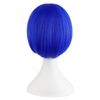 MapofBeauty 12"/30cm Short Straight Diagonal Bangs Wig (Navy Blue)