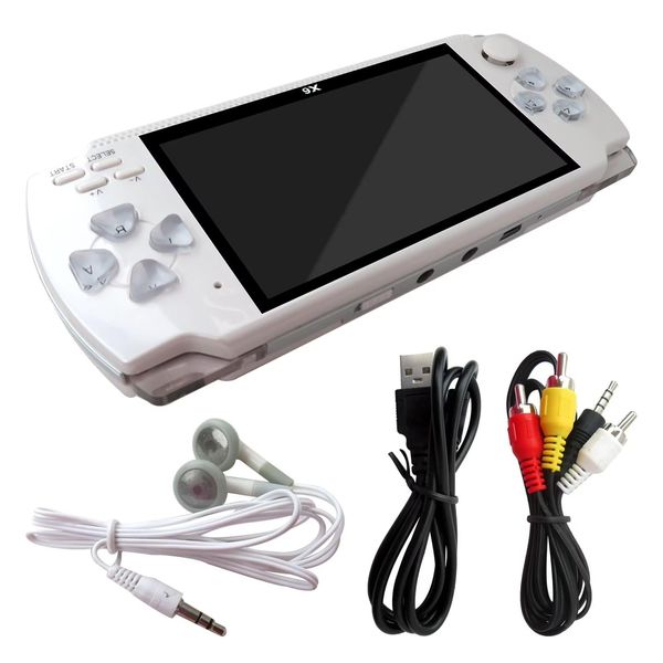 Handheld Game Console 4.3 inch Retro Handheld Games Consoles, Support MP3 Music, MP4 Movie Stopwatch (White)