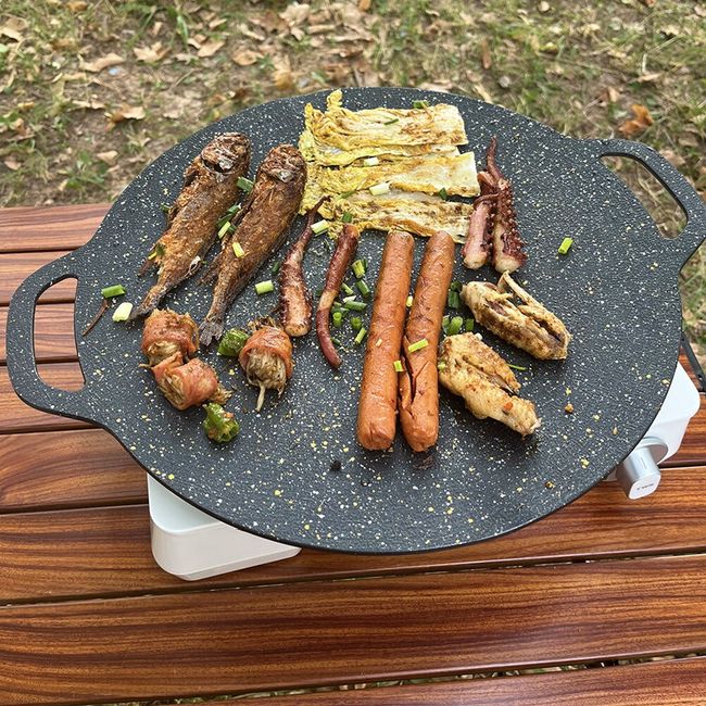 36CM Non-stick BBQ Grill Pan Korean Barbecue Plate Barbecue Meat Pot  Outdoor Travel Camping Bakeware Stone Frying Plate